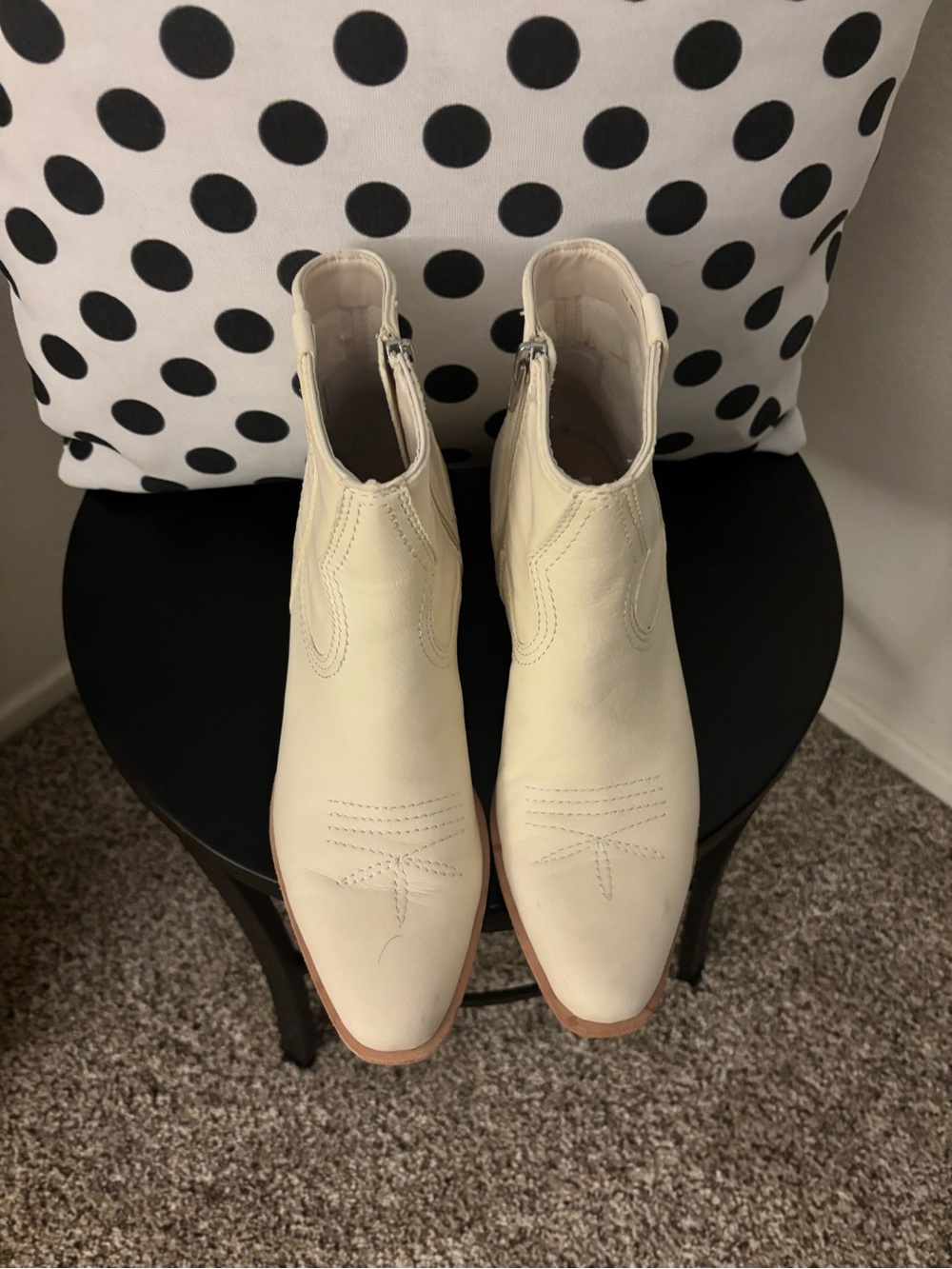 Dolce Vita creamy white Western Ankle Boots - Side Zip
